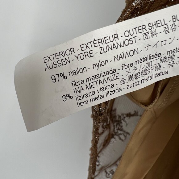 Zara Combination Metallic Floral Mesh Skirt Special Edition Beige Size Large NWT - Picture 7 of 12